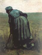 Vincent Van Gogh Peasant Woman Digging (nn04) oil painting reproduction